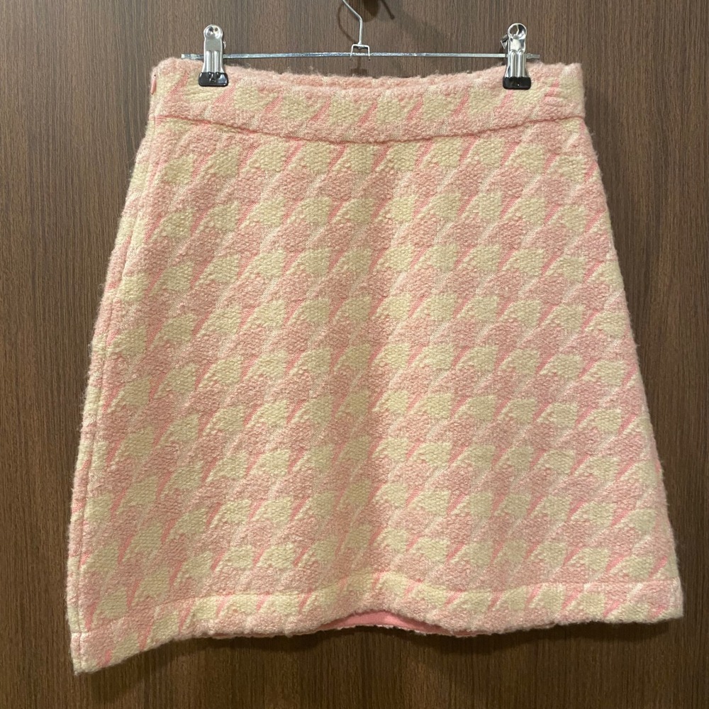 SANDRO Louisa Houndstooth Jacquard-Knit Mini Skirt 4(S) Pink Coquette Preppy NEW - Picture 6 of 15